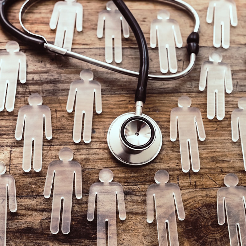 abstract people surrounding stethoscope